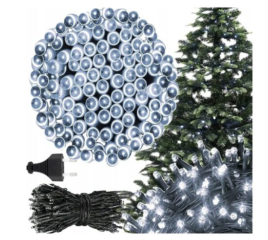 200LED Kalėdinės eglutės girlianda , 13.5 metrų ilgio, šaltai balta